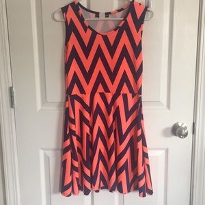 Coral and Navy Dress